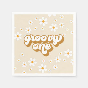Groovy One Retro Daisy 1-årsdag Pappersservett