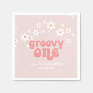 Groovy One Retro daisy boho blommigt första födels Pappersservett
