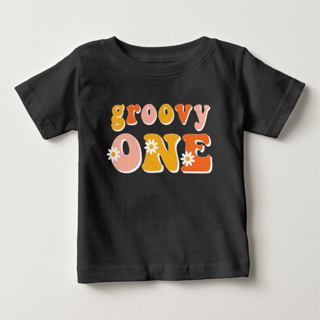 Groovy One Retro First Birthday Shirt T (Framsida)