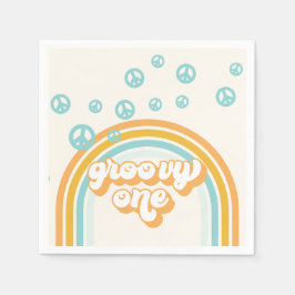 Groovy One Retro Pojke 1-årsdag Pappersservett
