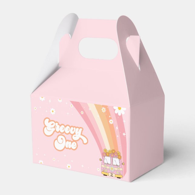 Groovy One Retro Rainbow 1a Birthday Presentaskar (Framsidan Sidan)