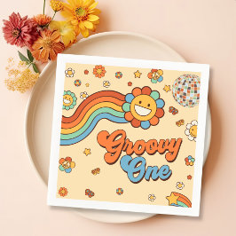 Groovy One Retro Rainbow 1st Birthday Party Pappersservett