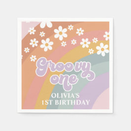 Groovy One Retro Rainbow Pappersservett