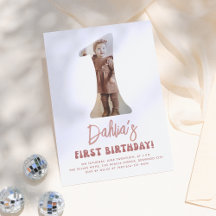 Groovy One Retro Rosa Blommigt Photo 1st Birthday