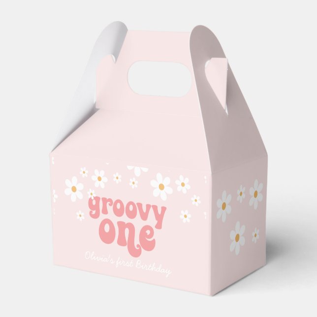 Groovy One Retro Rosa Tusenskönas Förmånslåda Presentaskar (Framsidan Sidan)