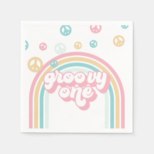 Groovy One Retro Sommar Regnbåge Pappersservett