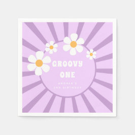 Groovy One Retro Sunshine Girl Second Birthday Pappersservett
