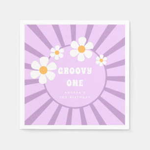 Groovy One Retro Sunshine Girl Second Birthday Pappersservett