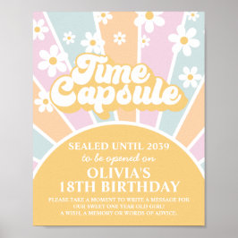 Groovy One Sunshine First Birthday Time Capsule Poster