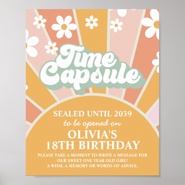 Groovy One Sunshine First Birthday Time Capsule Poster (Framsidan)