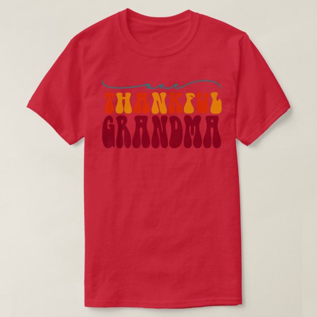 Groovy One Thankful Grandma Hej Fall Vibes Tack T Shirt (Design framsida)