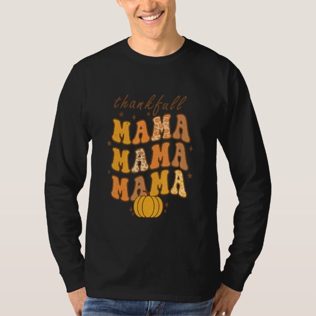 Groovy One Thankful Mama Leopard Hello Fall Thanks T Shirt (Framsida)