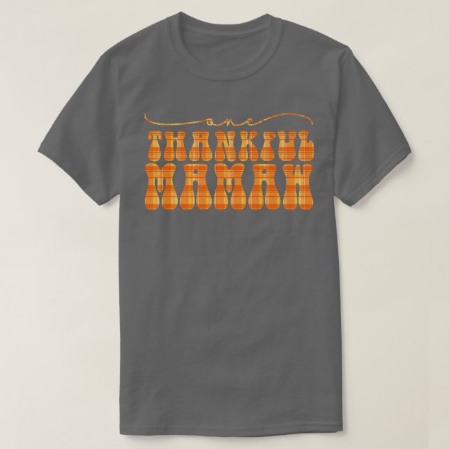 Groovy One Thankful Mamaw Hej Fall Vibes Thanksg T Shirt (Design framsida)