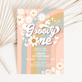 Groovy ONE Tusenskönor Hippie 70-tals Retro 1-års Inbjudningar