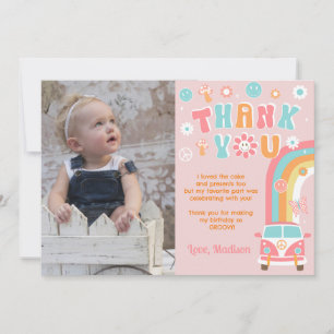 Groovy One Two Retro Birthday Tack för dina kort