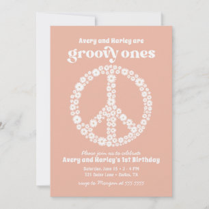 Groovy Ones 70-talets Rosa Daisy 1:a födelsedagen Inbjudningar