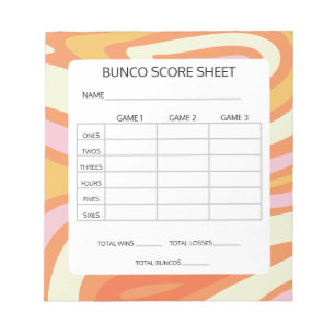 Groovy Orange and Rosa Bunco Game Score Pad Anteckningsblock