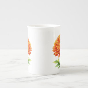 Groovy Orange Blommor Benporslin Mugg