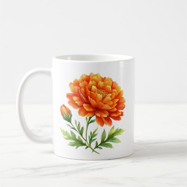 Groovy orange blomsterprakt. kaffemugg (Vänster)