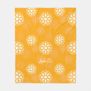 Groovy Orange Daisy Flower Retro Blommigt Namn Fleecefilt