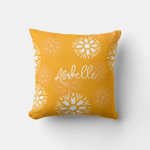 Groovy Orange Daisy Flower Retro Blommigt Namn Kudde