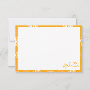 Groovy Orange Daisy Flower Retro Blommigt Namn Tack Kort