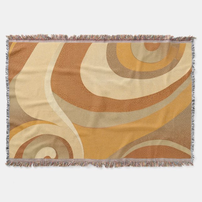Groovy Orange Guld Brown Mid Century Modern Filt (Framsidan)