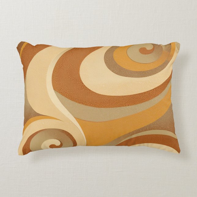Groovy Orange Guld Brown Mid Century Modern Prydnadskudde (Framsidan)