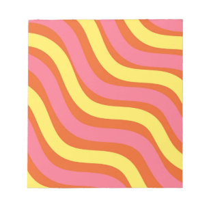Groovy Orange Gult Rosa Vågigt Rand Modern djet Anteckningsblock
