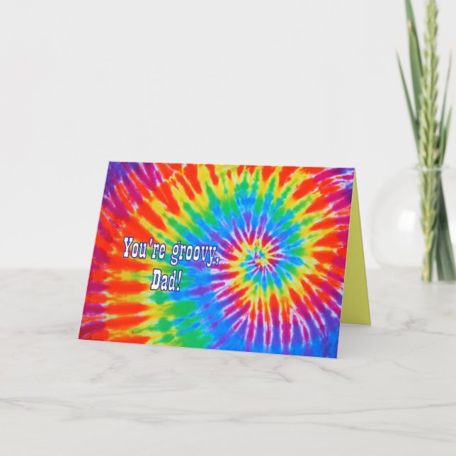 Groovy Pappa Fars dag Tie-Dye Card Kort (Framsida)