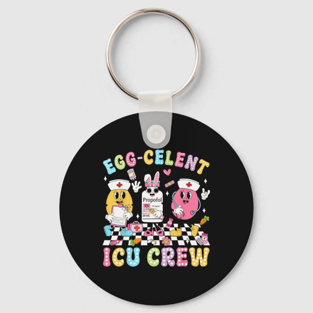 Groovy påskdag Ägg-cellent Icu-personal Kanin Sjuk Nyckelring (Framsida)