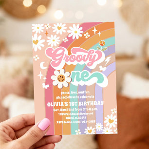 Groovy Pastel 1-års inbjudan