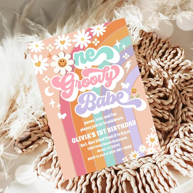 Groovy Pastel 1-års inbjudan (Skapare uppladdad)