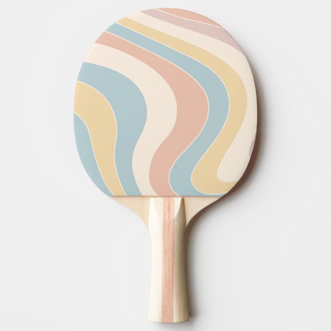 Groovy pastel retro stil vågar design pingisracket (Framsidan)