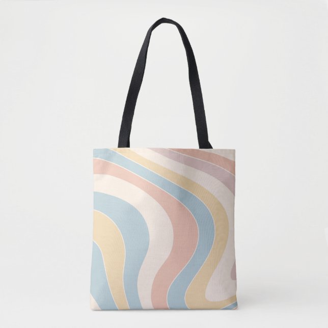Groovy pastel retro stil vågar design tygkasse (Framsida)
