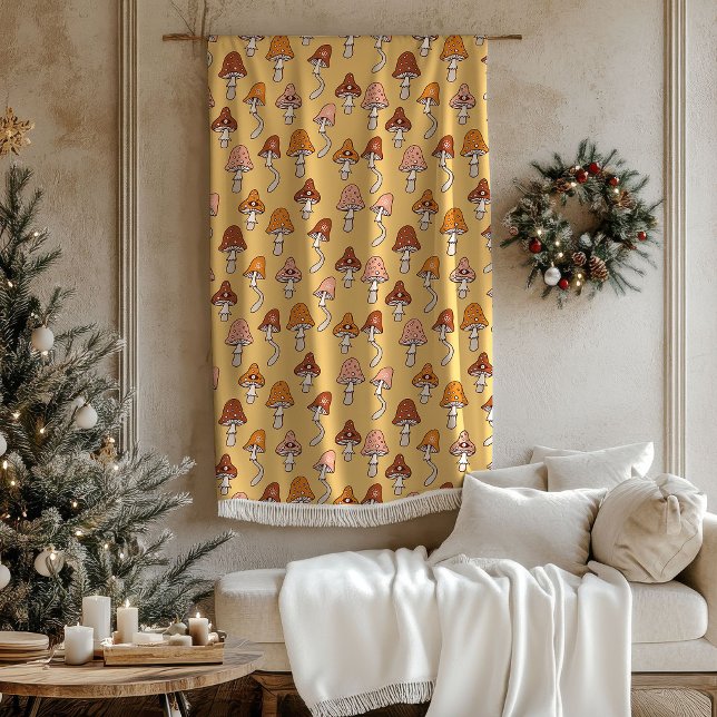 Groovy Pastellfilt 60-tal Koppar & Brun Design Fleecefilt (Groovy Pastel Blanket 60s Copper & Brown Design)