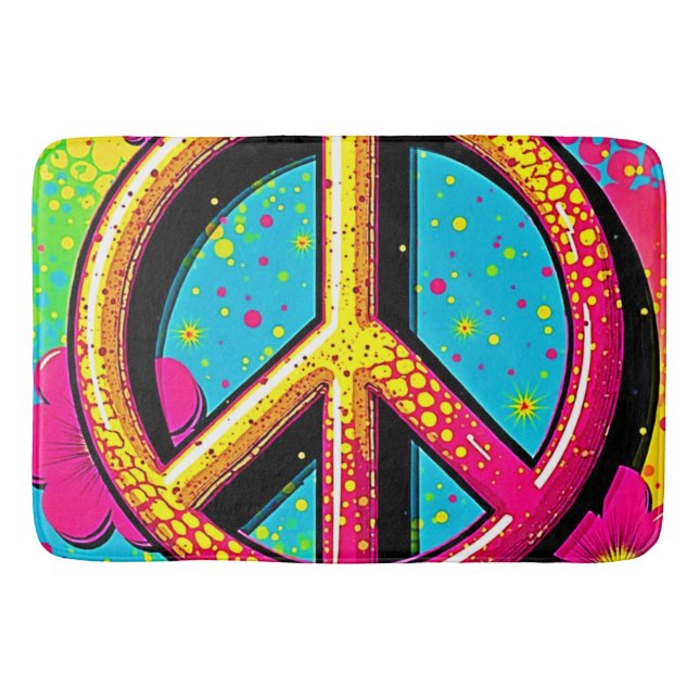 Groovy Peace Flower Power Badrumsmatta (Framsidan)