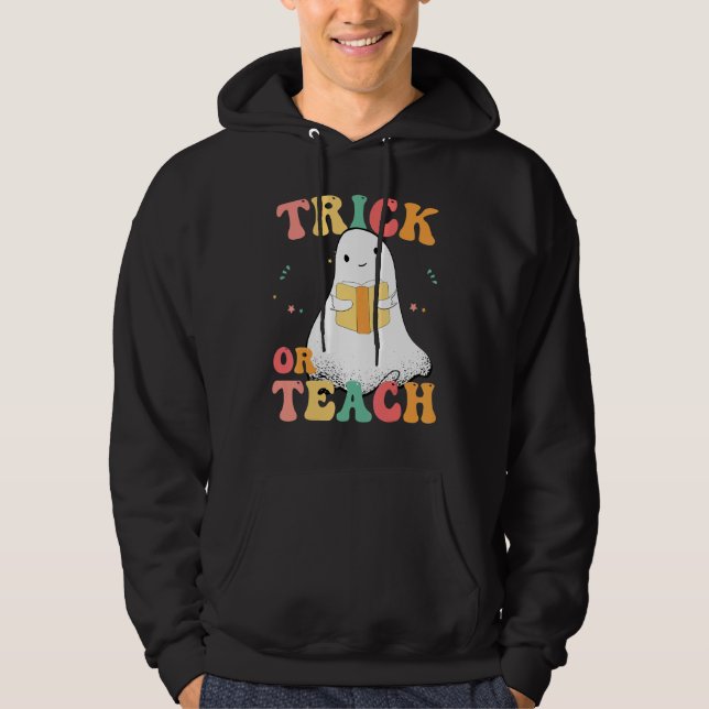 Groovy Peace Halloween Groovy Halloween Teachers Hoodie (Framsida)
