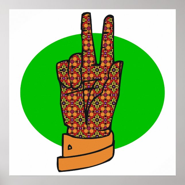 Groovy Peace Hand Symbol Vintage affisch 60-talet  (Framsidan)