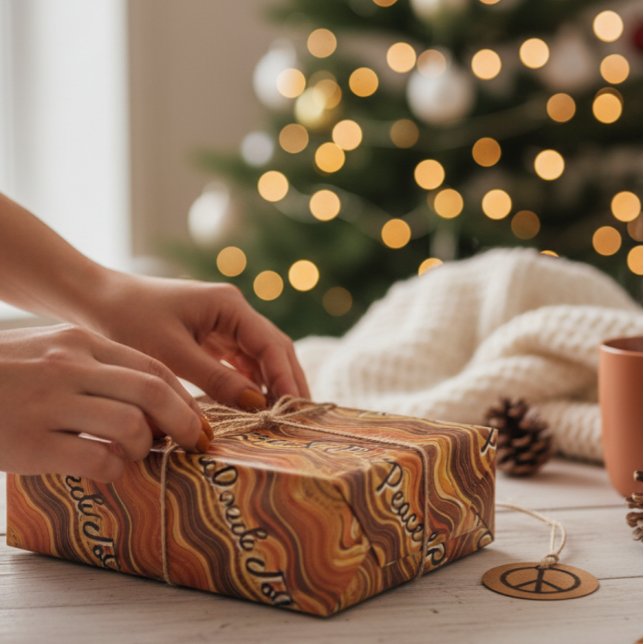 Groovy Peace & Joy Repeating Pattern  Presentpapper (Skapare uppladdad)