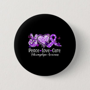 Groovy Peace Kärlek Cure Lila Ribbon Fibromyalgia Knapp