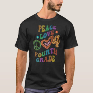 Groovy PEACE KÄRLEK FJÄRDE KLASS Leopard Skriv ut  T Shirt