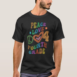 Groovy PEACE KÄRLEK FJÄRDE KLASS Leopard Skriv ut  T Shirt