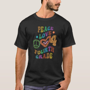 Groovy PEACE KÄRLEK FJÄRDE KLASS Leopard Skriv ut  T Shirt