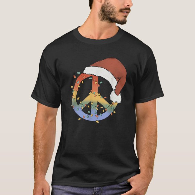 Groovy PEACE KÄRLEK JULAFTON Hippie Jultomten Funn T Shirt (Framsida)