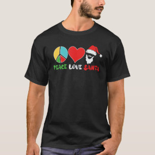 Groovy PEACE KÄRLEK JULAFTON Hippie Jultomten Kris T Shirt