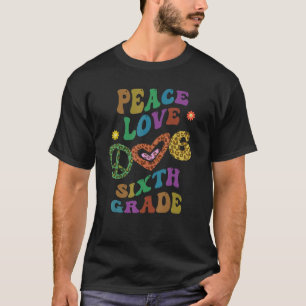 Groovy PEACE KÄRLEK SJÄTTE KLASS Leopard Skriv ut T Shirt