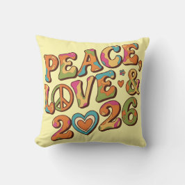 Groovy Peace Love 2026 Retro Pillow Kudde