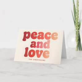 Groovy Peace & Love Script Merry Christmas Helgkort