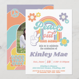 Groovy Peace Out High School Studentfest Inbjudningar
